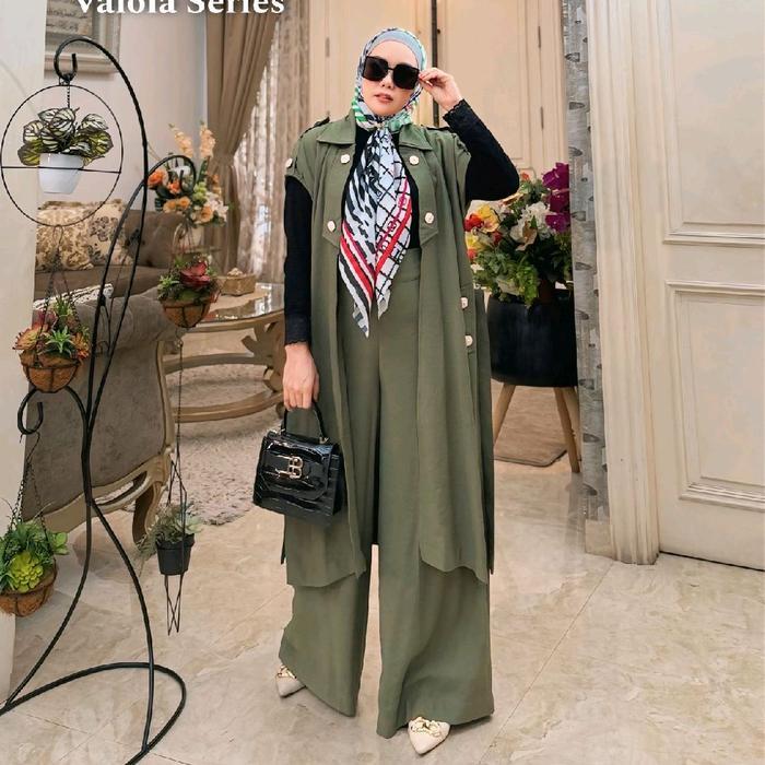 Valola Series set celana kulot dan rompi baenetta