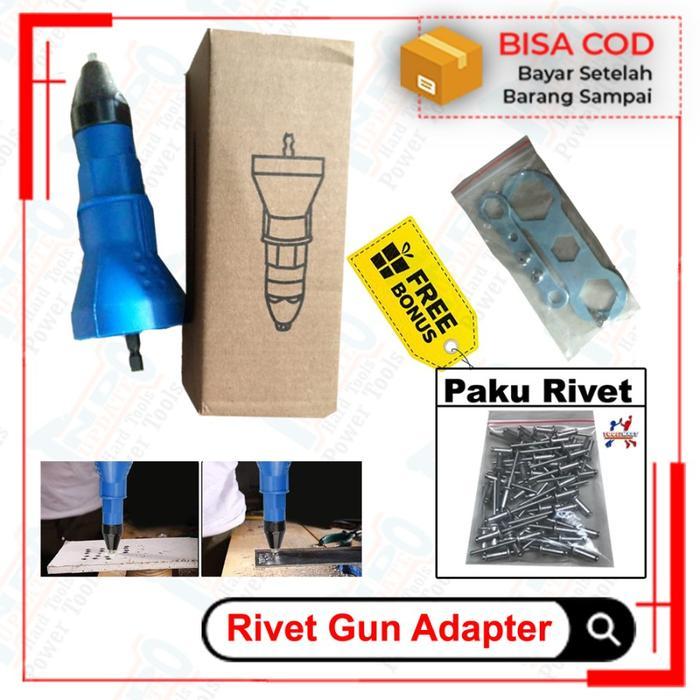 "New" Alat Tang rivet rivet alat konektor adaptor mata bor bonus paku rivet Cordless