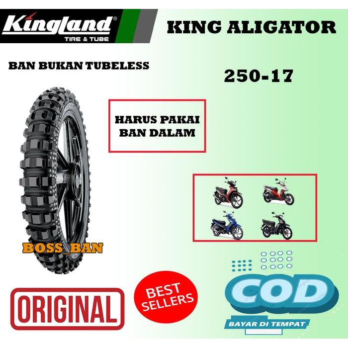 "New" Ban Trail Cross Kingland Aligator ring 17 Tubetype Bukan Tubeless Original untuk motor bebek