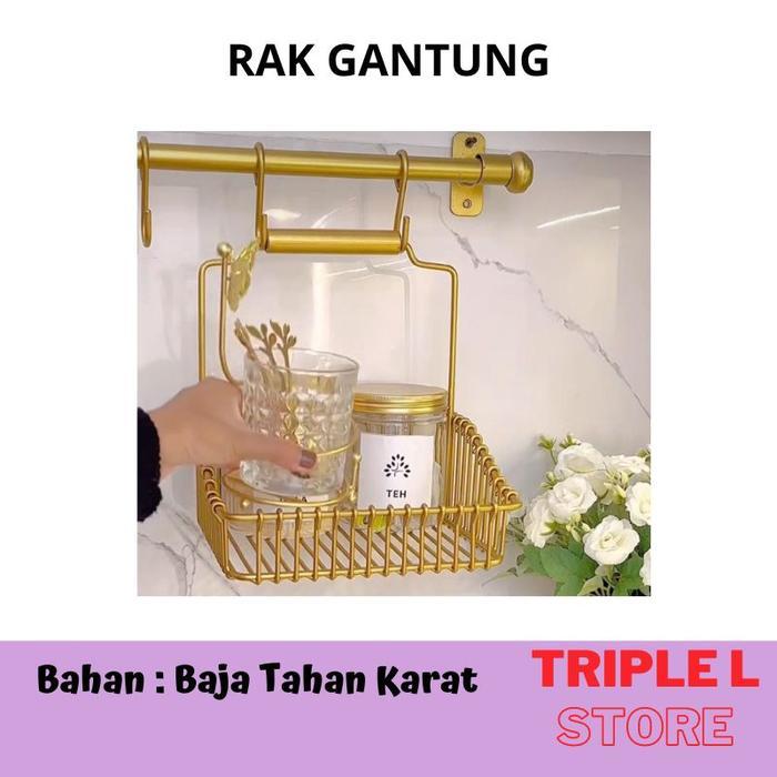 Rak Gantungan Dapur Rak Bumbu Dapur Mewah GOLD / HITAM