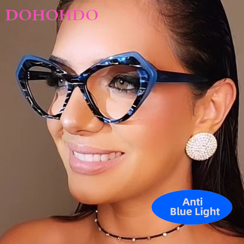 Big Frame Cat Eye Glasses For Women Men Fashion Luxury Brand Designer Computer Games TR90 Anti-Blue