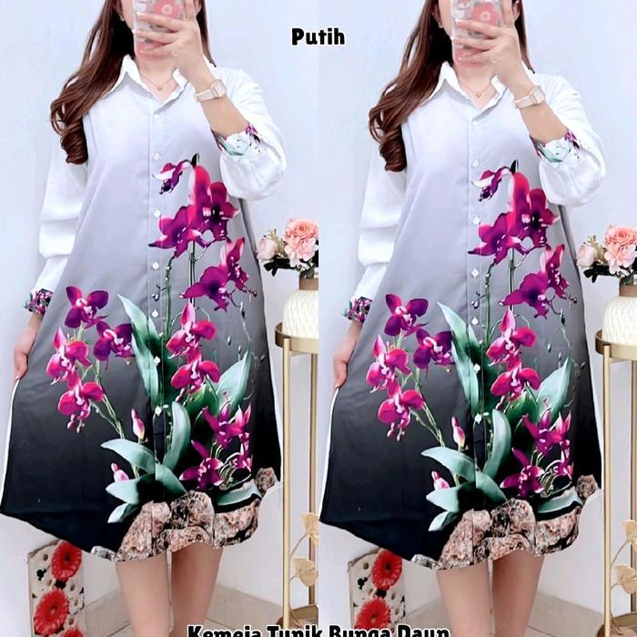5649 Kemeja Tunik Bunga Jumbo Ld120 WanitaTunik SilkTunik Ld120
