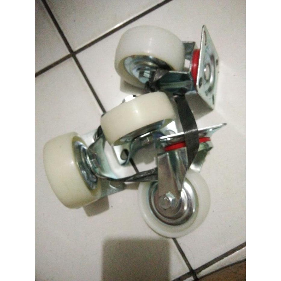 Promo (4pcs) Roda lori nylon 3" hidup/mati