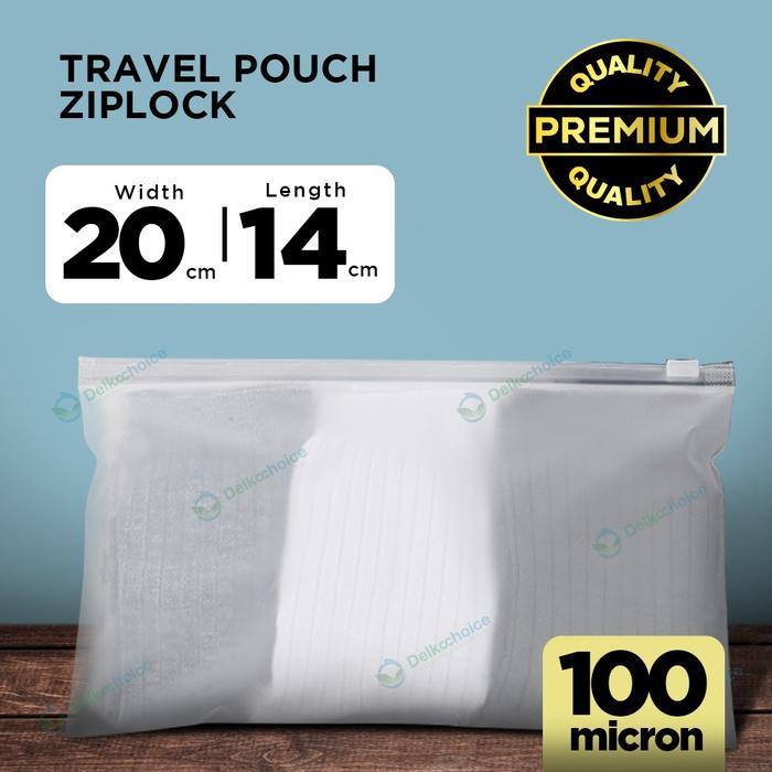 PERLENGKAPAN WISATA TRAVEL POUCH PREMIUM ORGANIZER POLOS ZIPPER BAG KOSMETIK KAOS 20X14 SIAP KIRIM