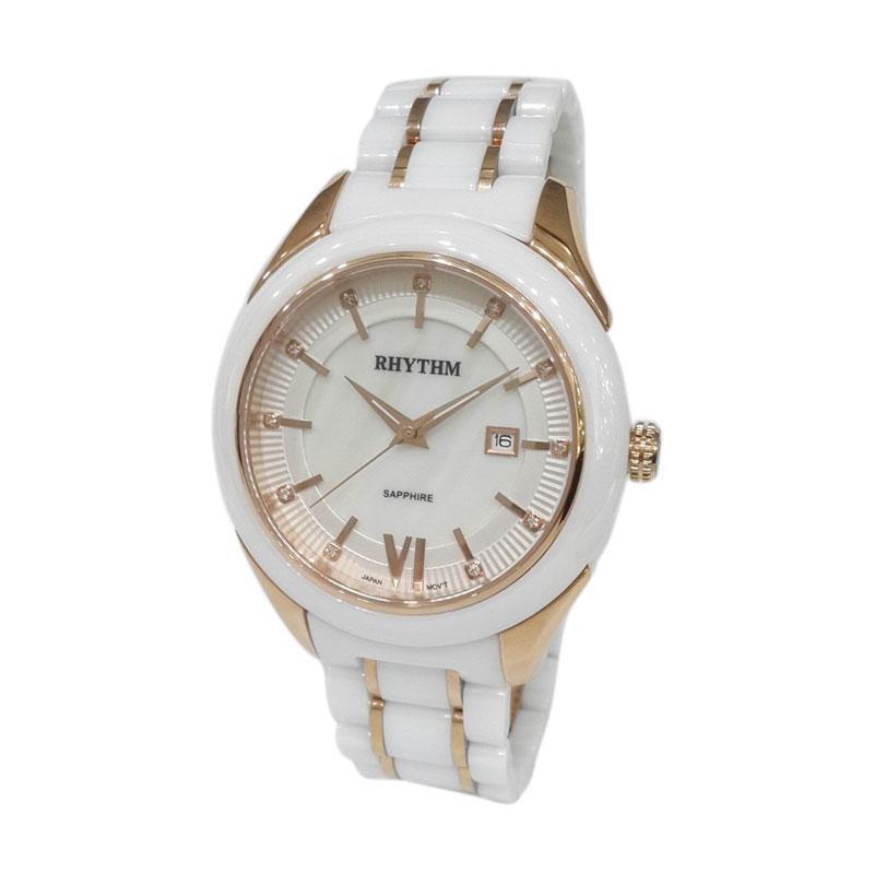 Rhythm Ceramic C1404T03 Jam Tangan Pria - White & Gold