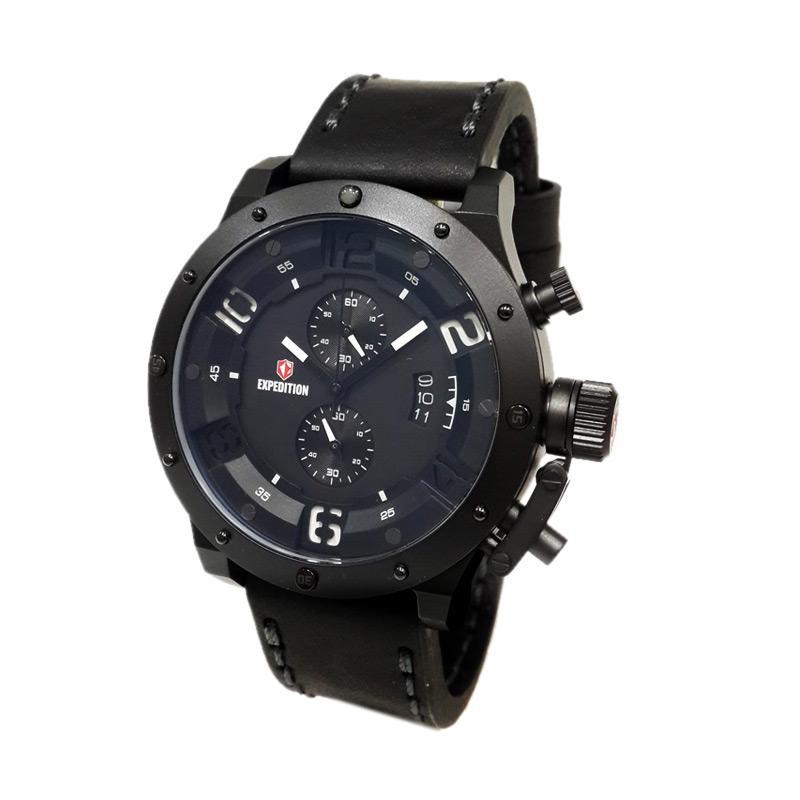 Expedition 6381MCLIPBASL Jam Tangan Pria Leather Strap - Black