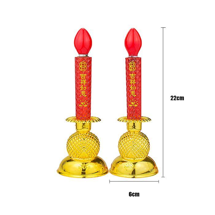 1Pasang Lilin Led Elektronik Lampu Fu Cai Panjang Bentuk Nanas Lilin Elektrik Altar Sembahyang