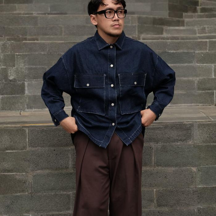 cnm Filoposy Atasan Wanita Ona Shacket Grey Cardigan Baju Jaket Basic