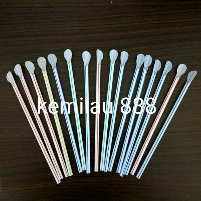 sedotan sendok plastik sedotan bentuk sendok warna warni