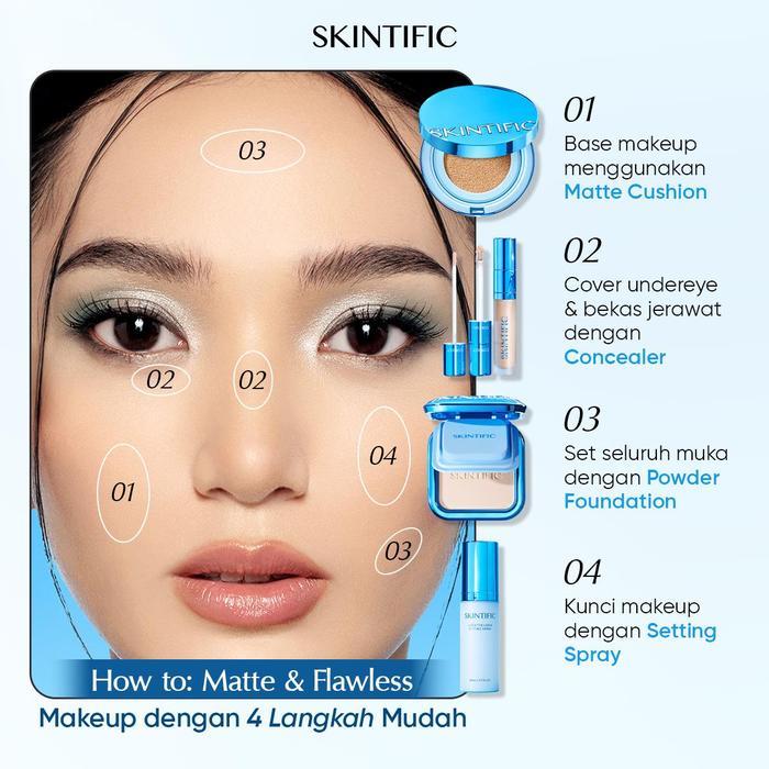 [Make Up 1 Set Lengkap] SKINTIFIC - 4pcs Paket Matte Makeup Set Cover Perfect Serum Concealer 5ML+