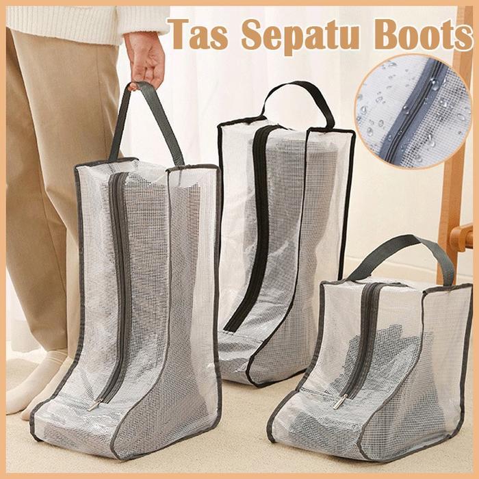 Tas Penyimpanan Boot/Tas Penyimpanan Sepatu/ Transparan Jaring Travel Portabel Sepatu/Tas Resleting