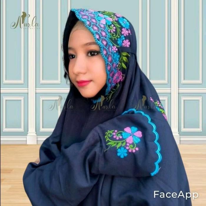 TERLARIS Mukena Terusan HITAM Bordir Bunga Pita Katun Mikro Premium (Tanpa INNER) READY STOCK