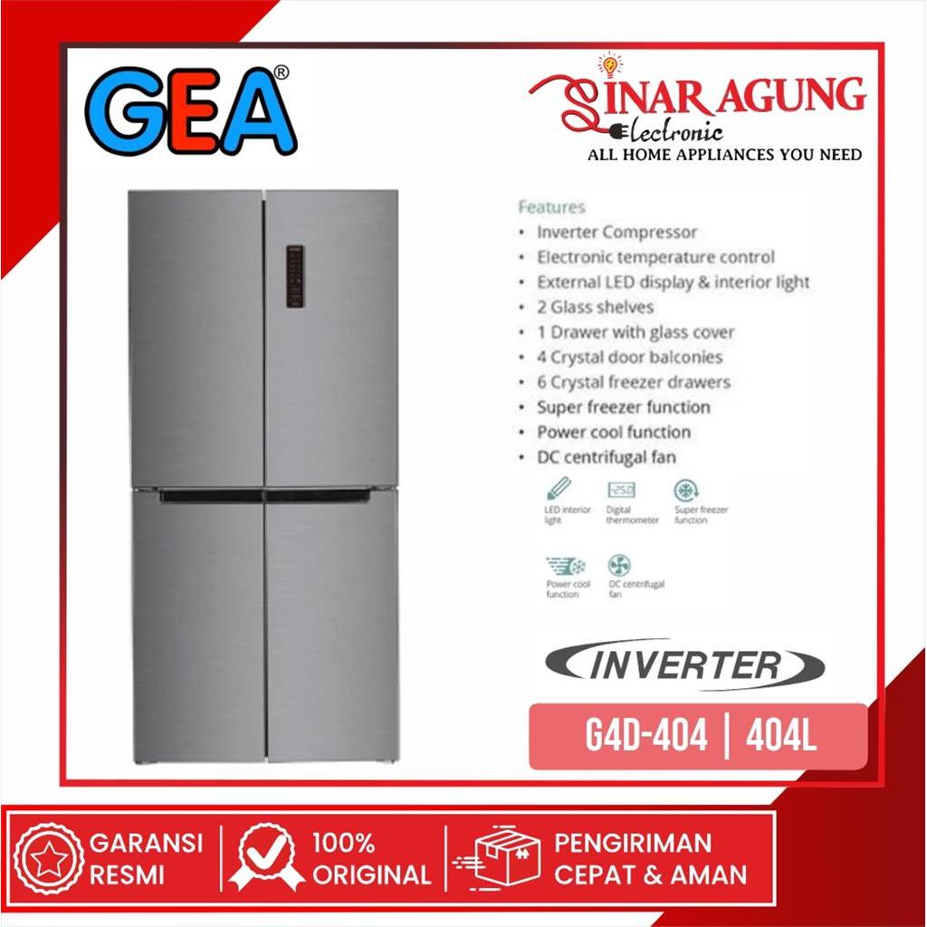 GEA KULKAS / SIDE BY SIDE 404L  G4D-404 / G4D 404 INVERTER INOX