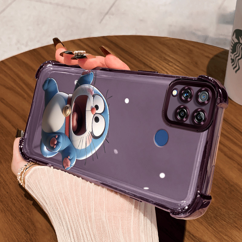 Casing Hp Untuk Realme C15 Case Casing pola Kartun Kucing Biru Cesing Kesing empat Anti Drop sudut K