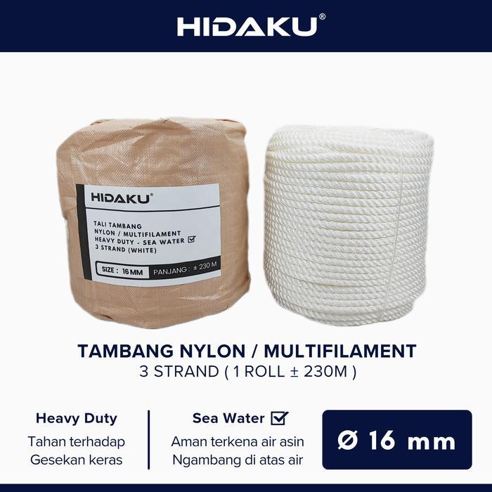 HIDAKU tali tambang nylon 16mm ECERAN / tambang nilon 16mm / Meter