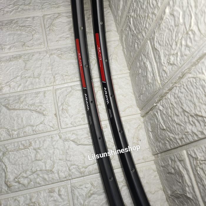 Velg Rim 700c ARAYA AR719 Lubang 32H Double Wall ke Line FV Full BLACK Rims 700 Sepeda Roadbike