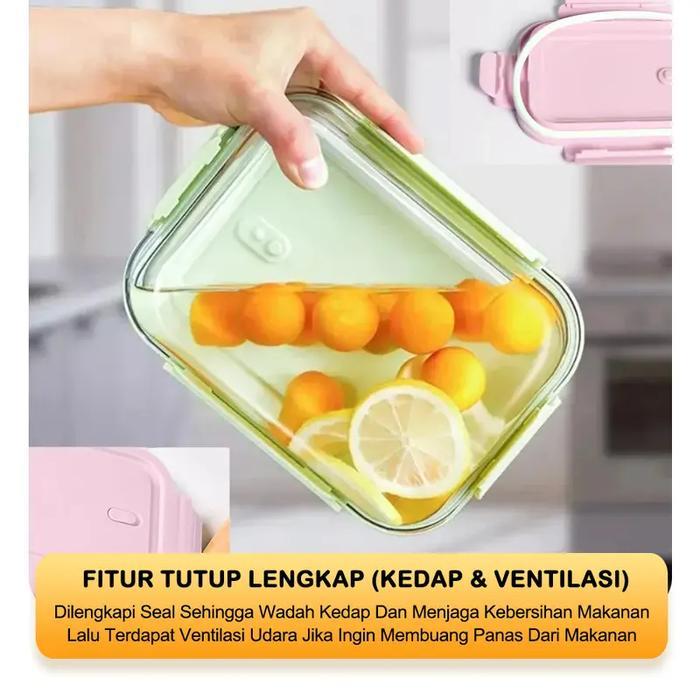 New [Ischaindyofc] Set Food Container - Foodbox Kaca - Wadah Makanan - Wadah Sayuran - Wadah Buah