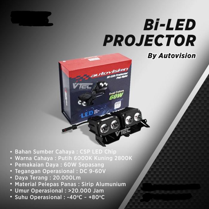 Mini Biled Projector Dua Warna 60W Autovision Garansi Resmi