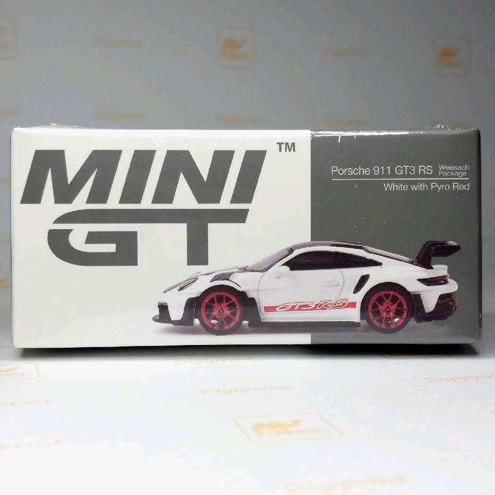 Mini GT Porsche 911 GT3 RS Weissach Package White with Pyro Red