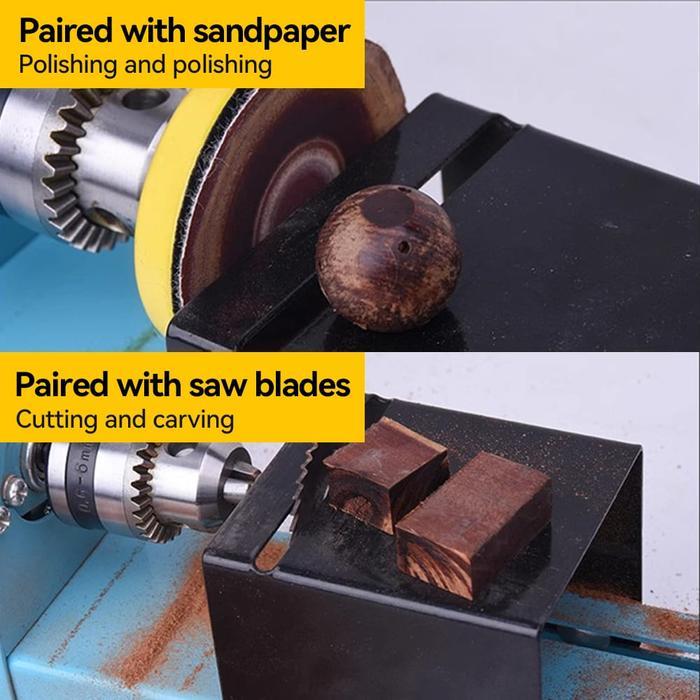 mesin bubut kayu DIY woodworking kerajinan seni kreasi ukir pahat kayu mini lathe beads grinding