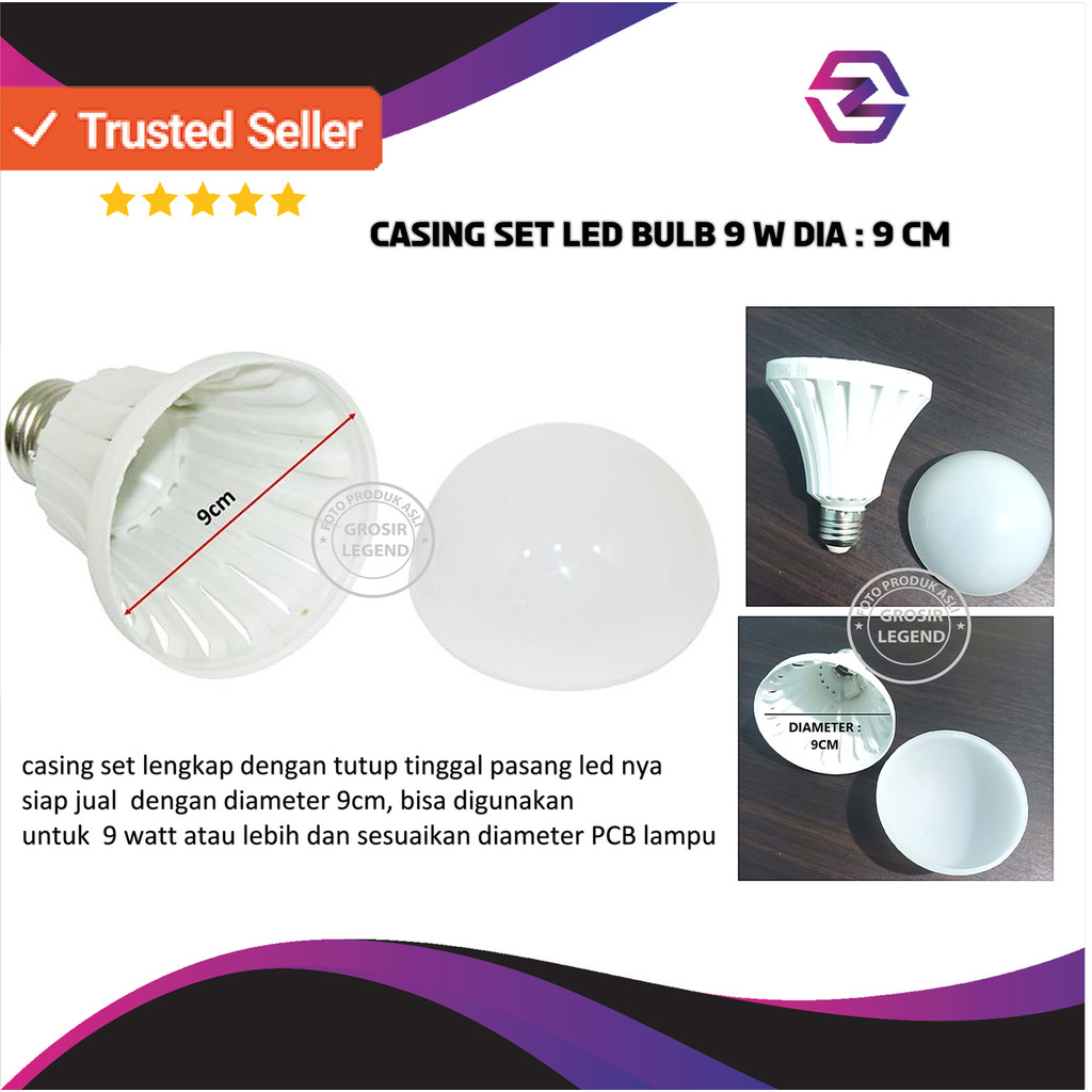 Casing Set Lampu Led 9 W Lengkap Dengan Tutup