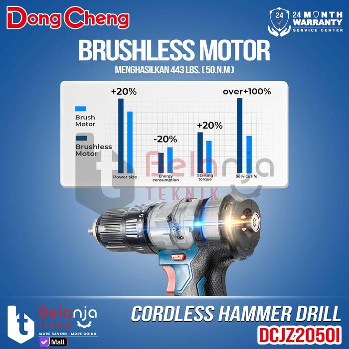Dongcheng DCJZ2050i Z Cordless Hammer Drill 20V Bor Impact Baterai DCJZ 2050I DCJZ2050IZ 13MM Motor