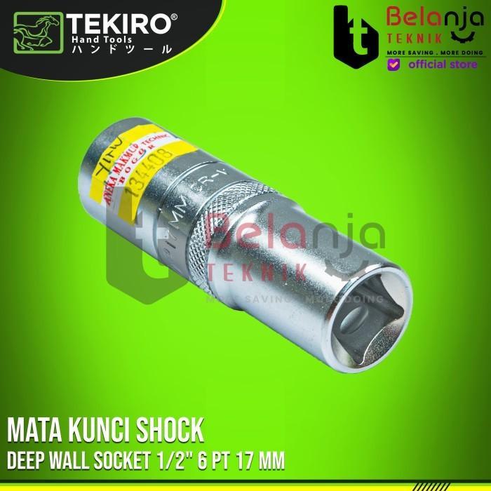 Tekiro Mata Kunci Sock 1/2" 6 PT 17 MM Deep Wall Kunci Shock Panjang