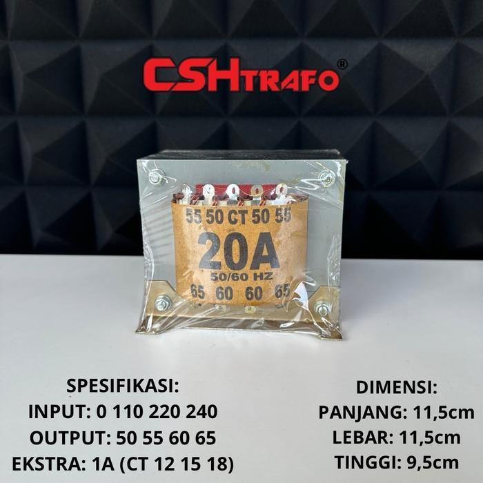 Trafo Kotak CSH Best Quality (Trafo Kecil) 100% Tembaga Murni 20A CT 65V