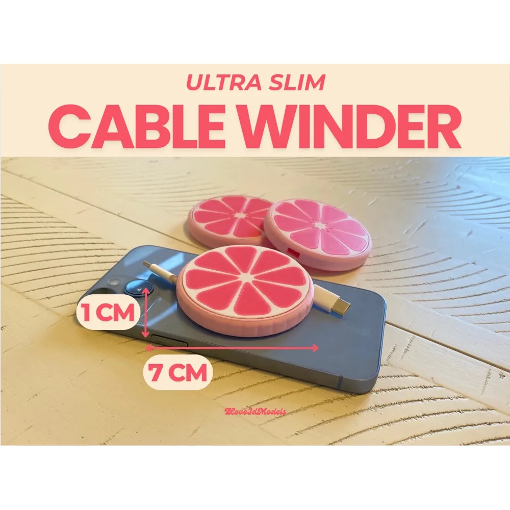 Ultra Slim Cable-Winder – Cable Winder Organizer, Portable, 3D Print