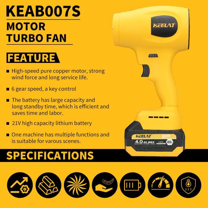 Khusus Gosend Keelat Keab007STurbo Jet Blower Jet Fan 20V Penyesuaian 6-Kecepatan Daya Besar