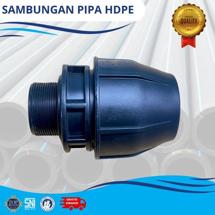 Sok drat luar hdpe - fitting compression pipa hdpe