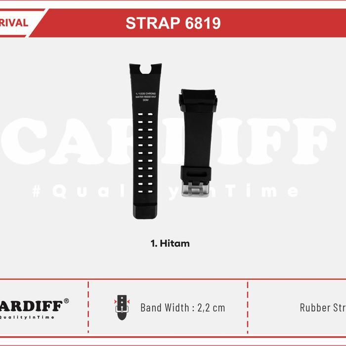 Cardiff Strap Lcd 6819 Ukuran 27Mm Tali Jam Tangan Hitam Original Bahan Rubber Stylish Modern Untuk