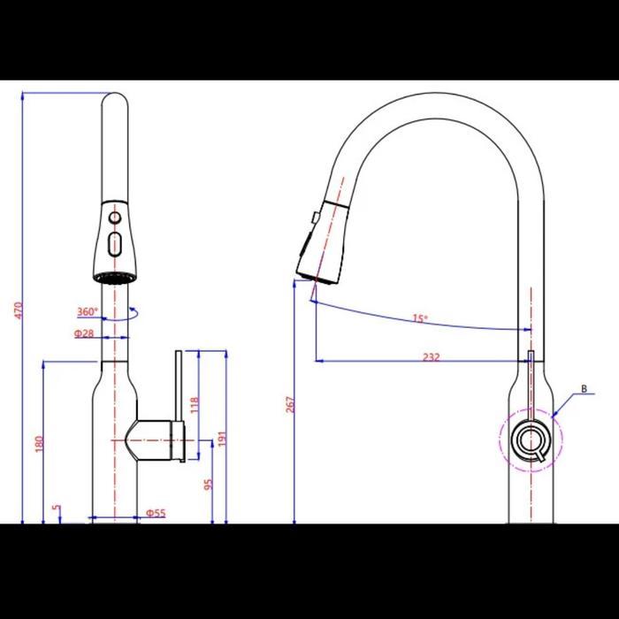 KRAN CUCI PIRING PANAS DINGIN HITAM GOLD MODEL TARIK/KRAN SINK TARIK