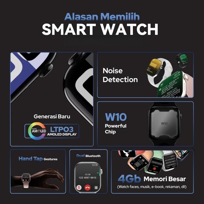 Smartwatch 10 Se Mini 38Mm Pria Wanita Jam Amoled Pemantauan Detak Jantung Oksigen Darah Pelacak