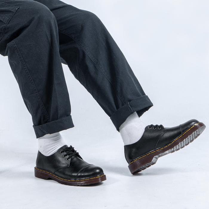 Fladeo Footwear - Sepatu Pria Low Boot Kulit Asli Casual Sepatu Boots Pria Derby Hitam Sabang Cap