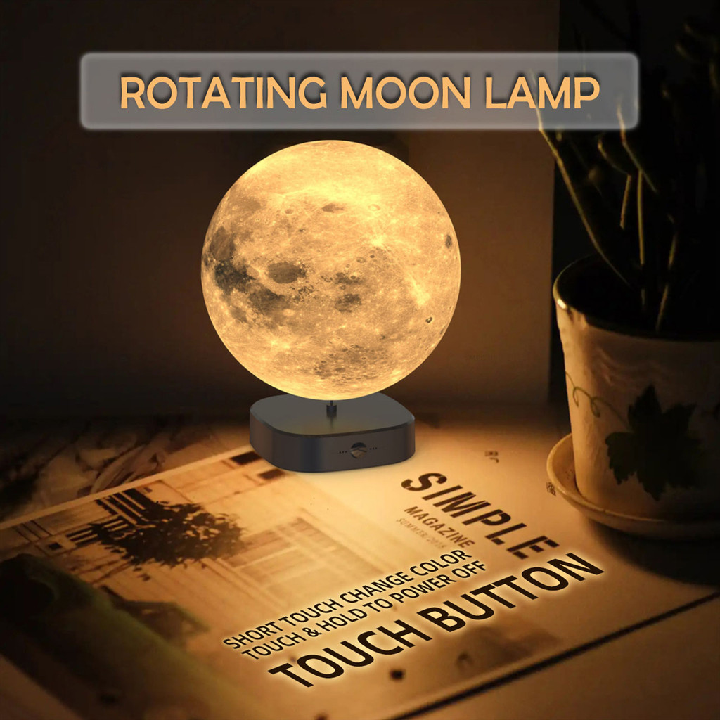 Levitating 3D Print Moon Lamp Magnetic Floating Moon Lamp Spinning Luna Night Light 3 Color Modes