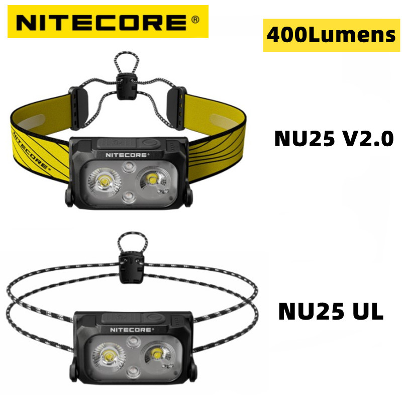 NITECORE NU25 UL V2 Rechargeable Headlamp 400Lumens Dual beam Equipped spotlight floodlight Ultra Li