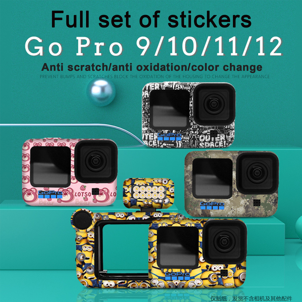for GoPro Hero 12/11/10/9 Sticker Black Cameras for Gopro 12 Skin For Protector Coat Action Camera