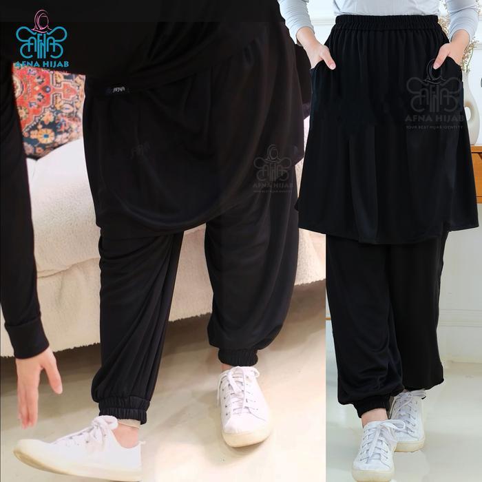 terlaris Afna Elea Rok Celana Olahraga Jogger Training Panjang Wanita Muslimah Skirt Polos 100% ori