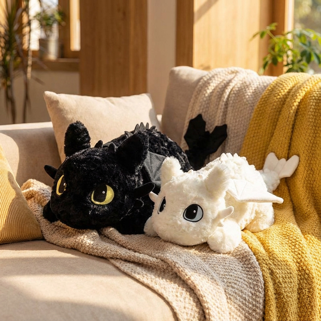 Adorably Toothless Plush Light Fury Stuffed Doll How To Train Your Dragon Peripheral Toys Kawaii