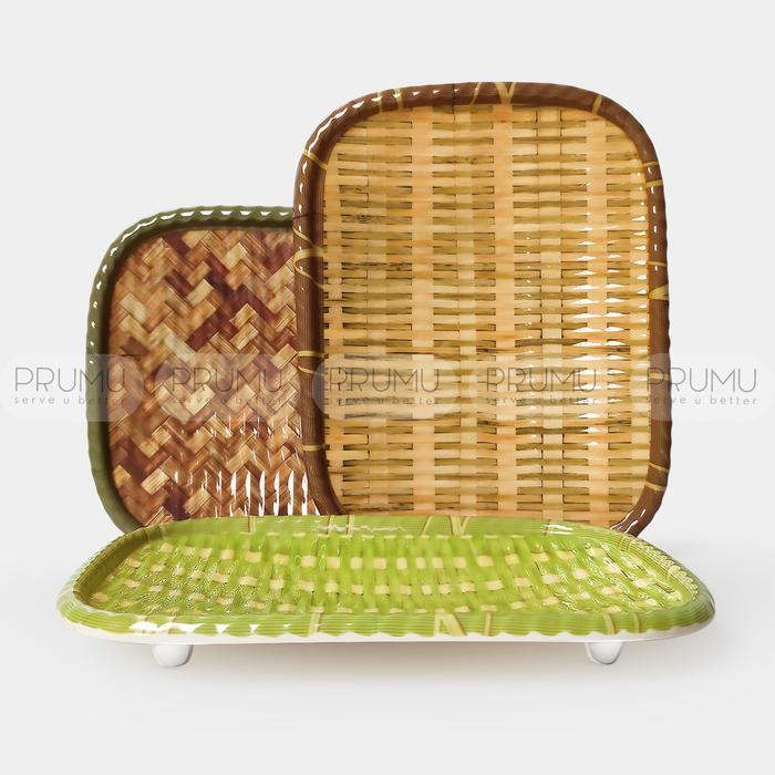 Piring Kotak Melamin - Piring Restoran - Piring Cafe Motif