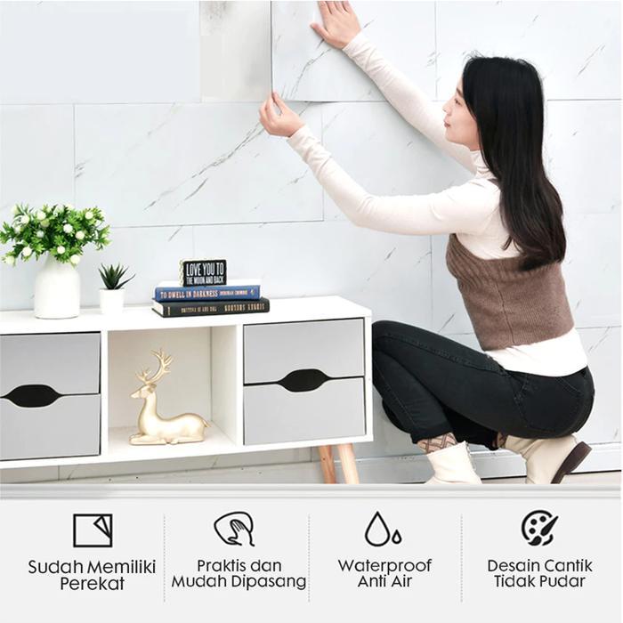 10pcs Wallpaper dinding VINYL Marble 30 x 30 cm / Lantai Vinyl Keramik Marbel Granit / Stiker Lemari