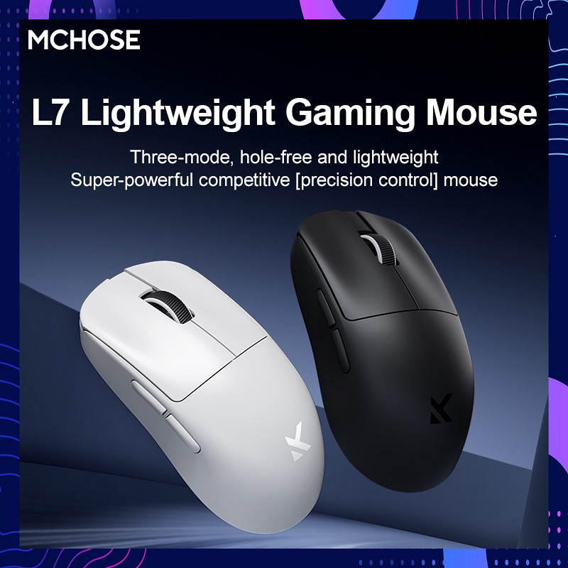 MCHOSE L7 Ultra-Light Wireless Gaming Mouse - Optical Mice for Esports - Ergonomic Design - High