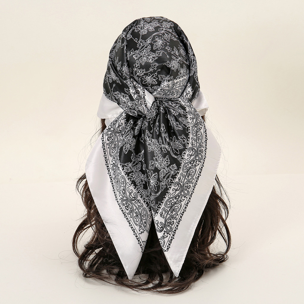 90*90Cm Printed Scarf Women Silk Feeling Satin Wra Foulard Headband Luxury Designers Scarf Silk