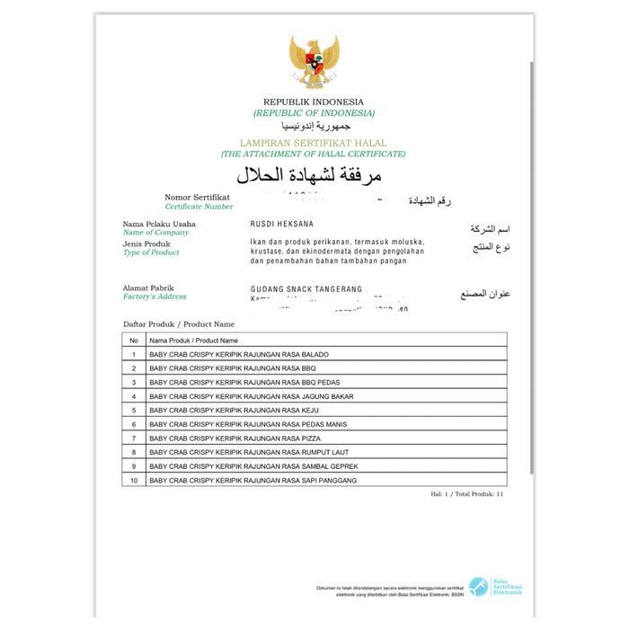 "New" BABY CRAB KRISPY 100GR ( KERIPIK RAJUNGAN KRISPY) ayam crispy Laut Pedas Bbq Rumput Sapi Asin