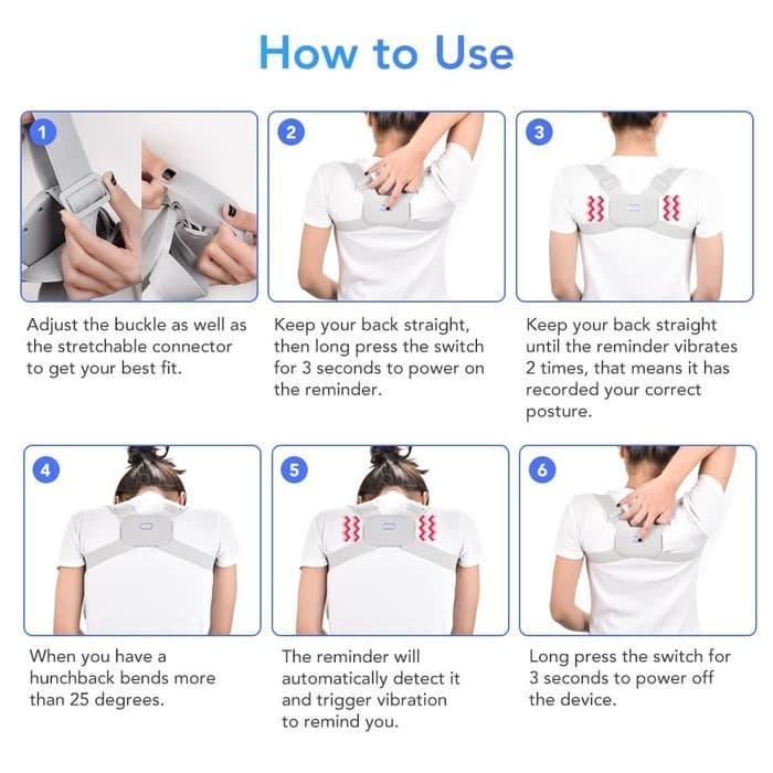 Smart Posture Corrector Adjustable Vibration Back Posture Corrector Terpercaya