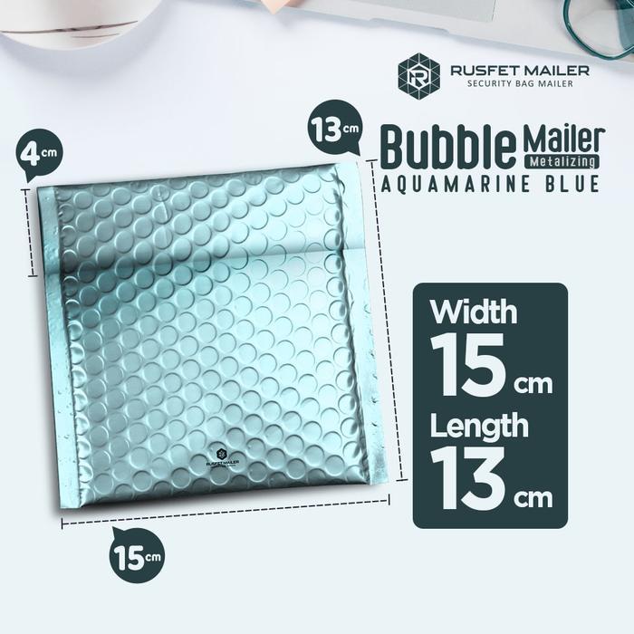 Amplop Bubble Mailer Bubble Packing Olshop Blue Aquamarine 15X13