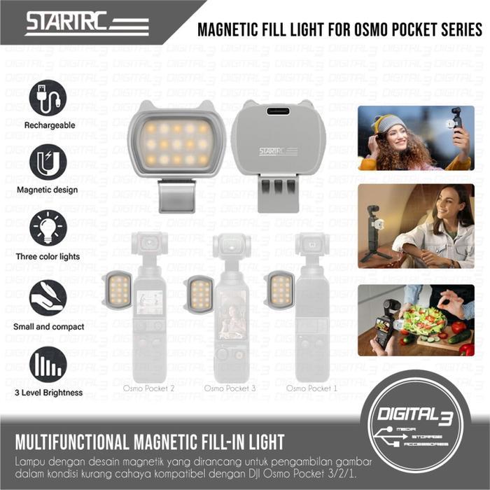 STARTRC Magnetic Fill Light Universal DJI Pocket Series for Osmo Pocket 1 / Osmo Pocket 2 / Osmo