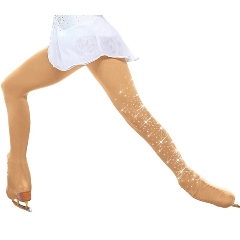 Rhinestone Figure Skating Pantyhose Kids Gymnastics Leotard Ice Skating Pants Socks Girls Tights