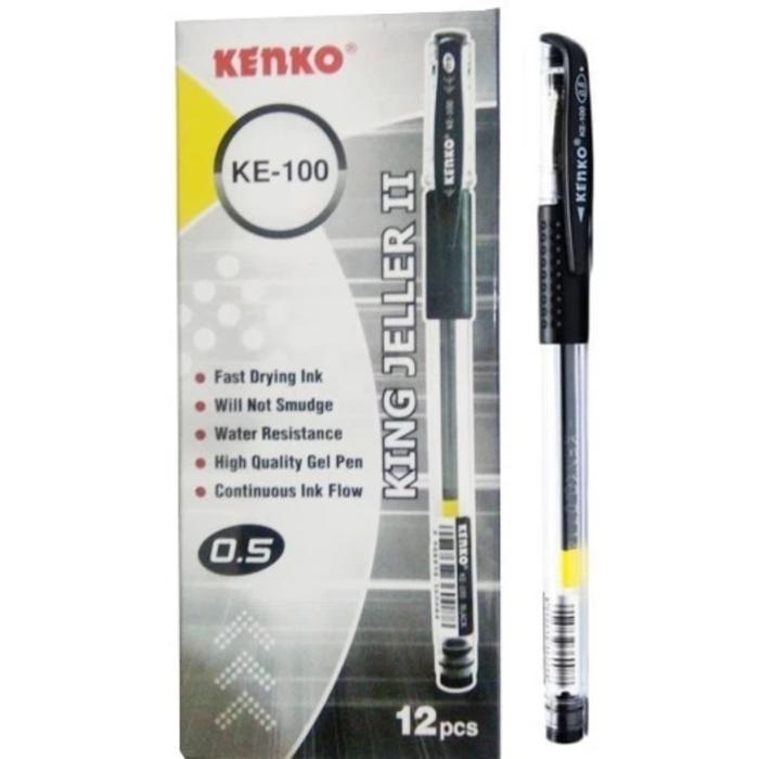 PULPEN GEL PEN KENKO 1 PACK ISI 12 PCS KE100 KING JELLER II